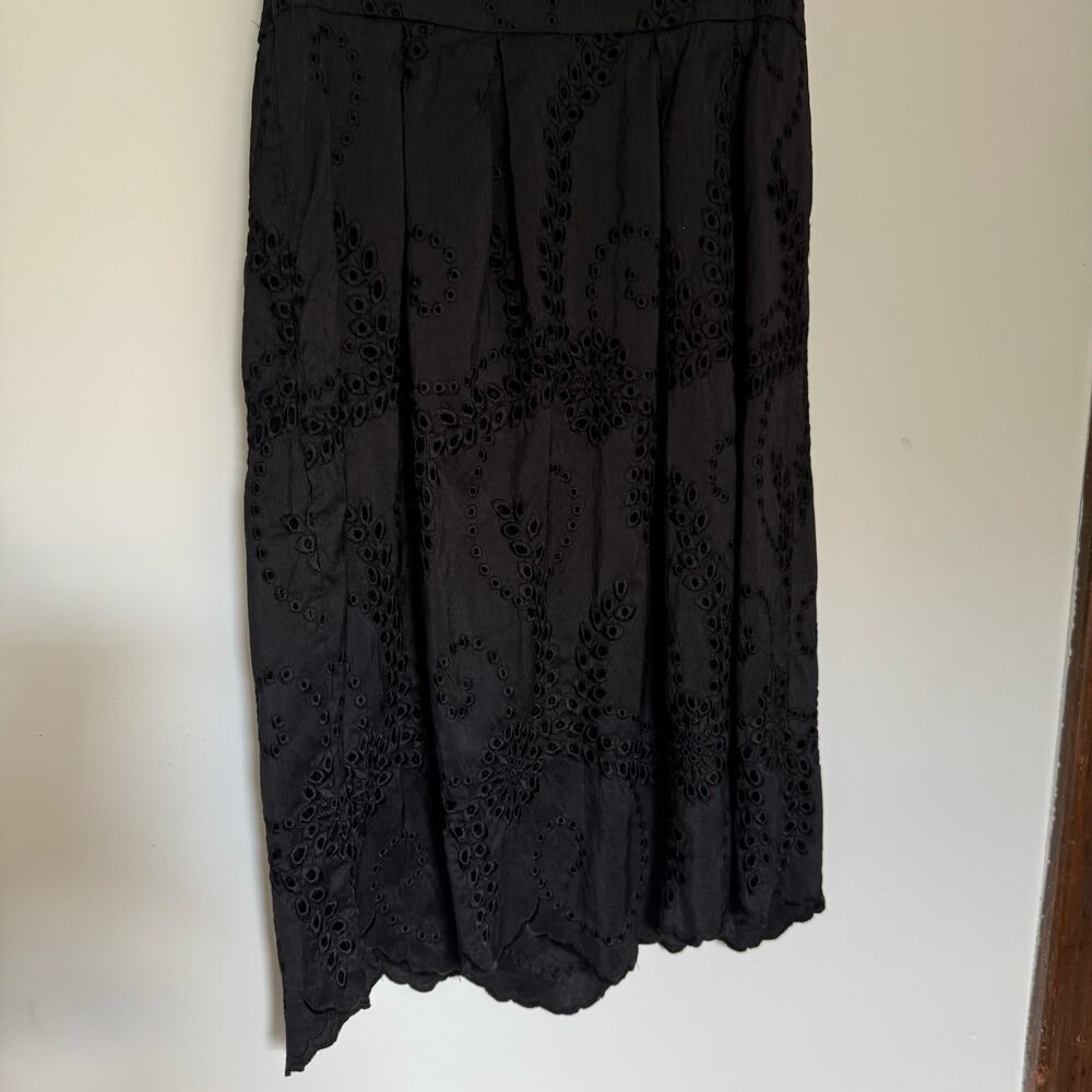 100% Silk Black Eyelet Yoana Baraschi Dress - Picture 13 of 14